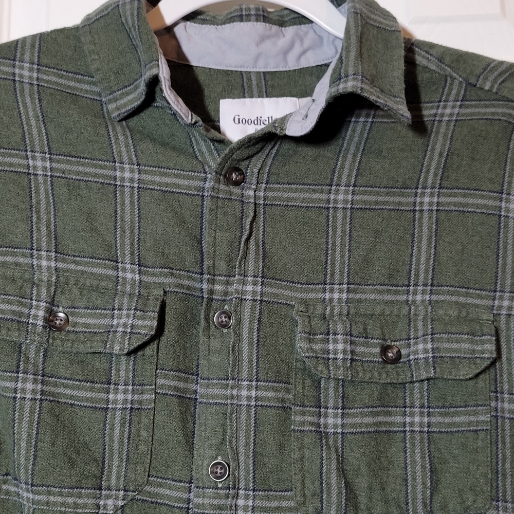*Goodfellow & Co.* Olive Flannel Shirt - Size: Small - Picture 5 of 8